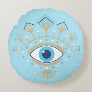 Coussins Ronds Symbole de protection turc des yeux mal grecs déco