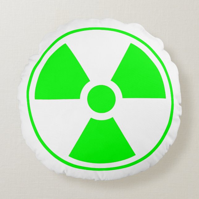 Coussins Ronds Symbole de rayonnement radioactif nucléaire en ver (Devant)