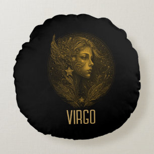 Coussins Ronds Symbole de zodiaque classique de la Vierge dorée n