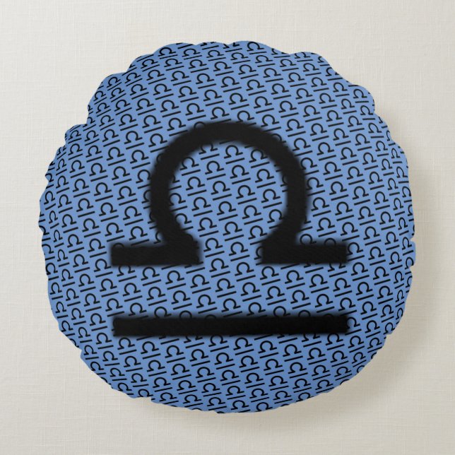 Coussins Ronds Symbole du Zodiaque de Libra par Kenneth Yoncich (Devant)