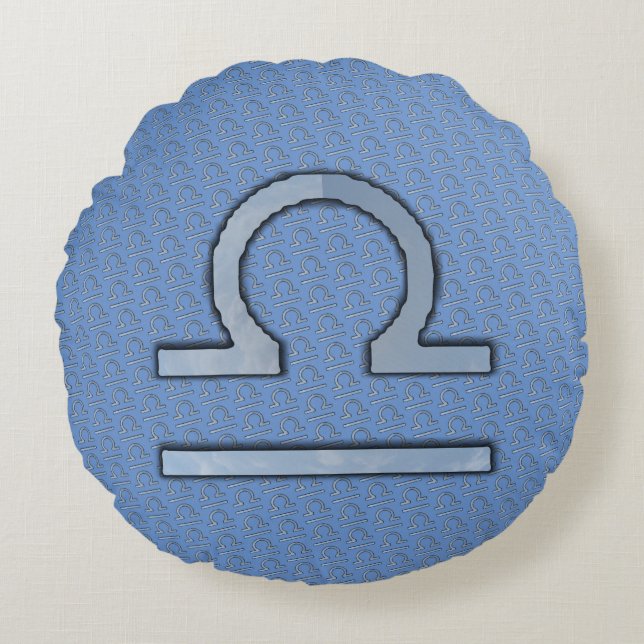 Coussins Ronds Symbole du Zodiaque de Libra par Kenneth Yoncich (Devant)
