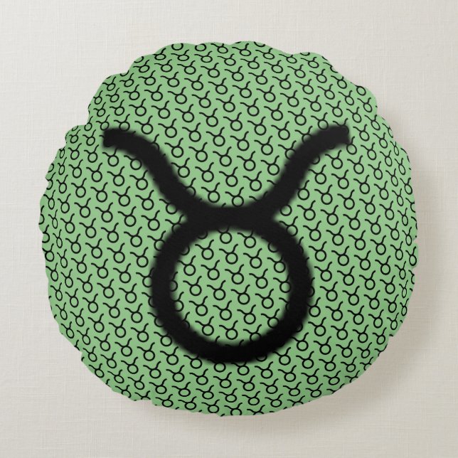 Coussins Ronds Symbole du zodiaque de Taurus par Kenneth Yoncich (Devant)