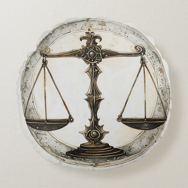 Coussins Ronds Symbole élégant de la bibliothèque Zodiac (Devant)