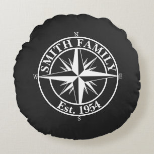 Coussins Ronds Symbole personnalisable du monogramme étoile de la