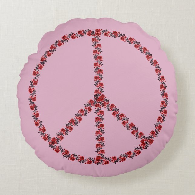 Coussins Ronds SYMBOLE rose DE LA PAIX (Devant)
