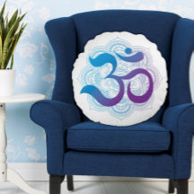 Symbole violet et bleu Om Mandala Flower Blanc