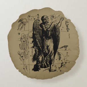 Coussins Ronds Symbole Virgo Constellation Hevelius 1690