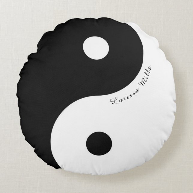 Coussins Ronds symbole Yin-Yang en noir/blanc (Devant)