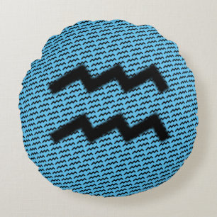 Coussins Ronds Symbole Zodiaque Aquarius Standard par Kenneth Yon