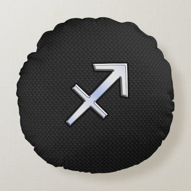 Coussins Ronds Symbole zodiaque du Sagittaire sur la peau de serp (Devant)