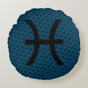 Coussins Ronds Symbole zodiaque Pisces Standard par Kenneth Yonci