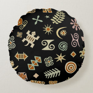Coussins Ronds Symboles Adinkra africains
