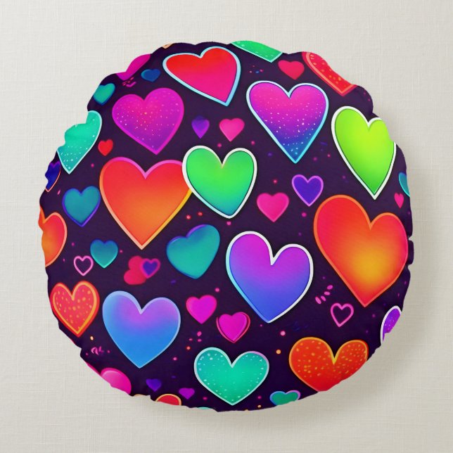 Coussins Ronds Symphonie Neon Heart (Devant)
