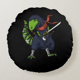 Coussins Ronds T-Rex Dinosaur Ninja Samurai Guerrier