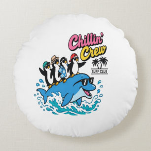 Coussins Ronds T-Shirt Chillin Crew Surf Club Manchot Dauphin