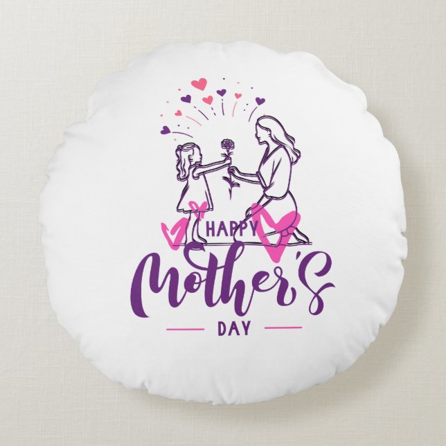 Coussins Ronds T-shirt Happy Mother day Girf  (Devant)