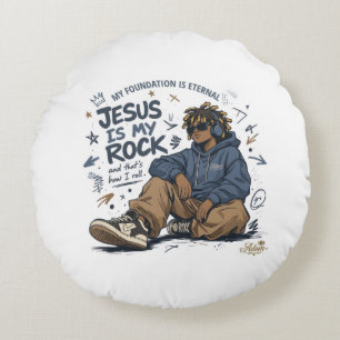 Coussins Ronds T-Shirt pour femmes ADOM "Jésus est mon roc"