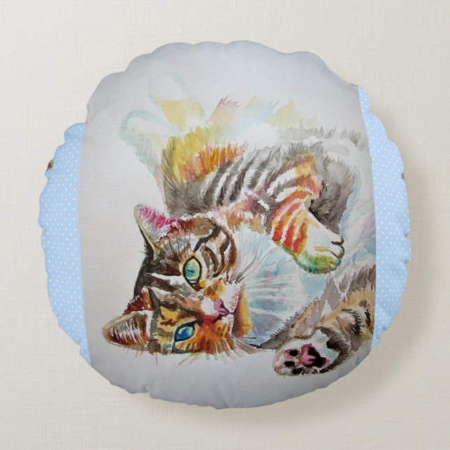 Coussins Ronds Tabby chats Chat Cute Funny Rond Cushion (Devant)