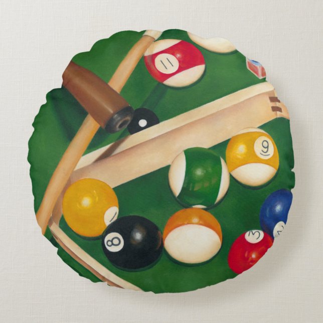Coussins Ronds Table de billard Lifelike avec boules et craie (Devant)