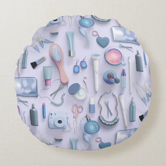 Coussins Ronds Tableau bleu de vanité (Devant)