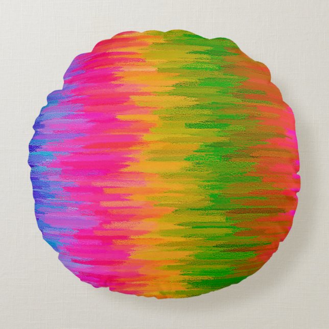 Coussins Ronds Tableau coloré Abstrait #36 (Devant)