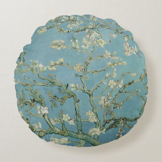 Coussins Ronds Tableau des fleurs d'amandes de Van Gogh (Devant)