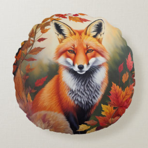 Coussins Ronds Tableau Renard d'automne