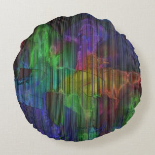 Coussins Ronds Taches colorées sous bandes déformées