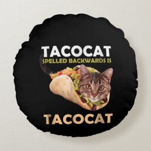 Coussins Ronds Tacocat mignon Taco Chat épelé vers l'arrière