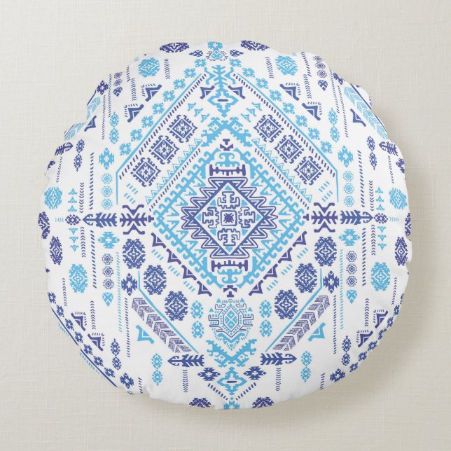 Coussins Ronds Tapis en cachemire indien, motif de mandala ethniq (Devant)