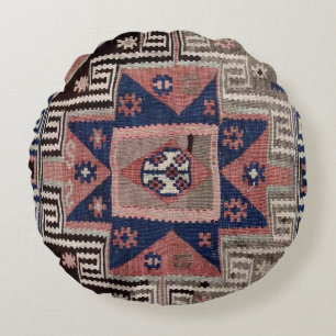 Coussins Ronds Tapis Kilim Rouge Antique Oriental