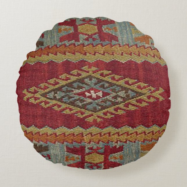 Coussins Ronds Tapis Kilim Turc (Devant)