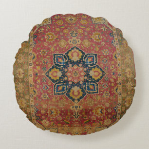 Coussins Ronds Tapis persan asiatique Kashan en or rouge