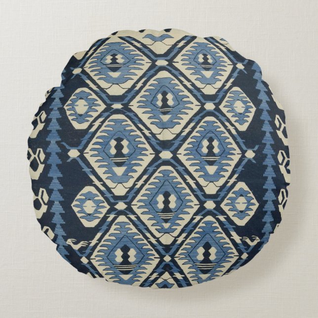 Coussins Ronds Tapis Persan Turc Oriental Bleu (Devant)