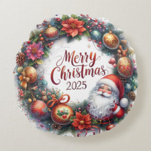 Coussins Ronds Tapisserie de Noël Bonhomme de neige et ornements