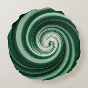 Coussins Ronds Tapisserie ronde abstraite en spirale verte vortex