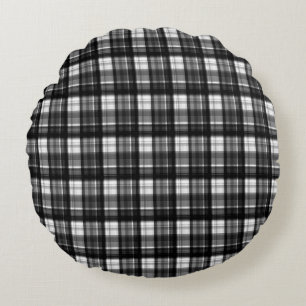 Coussins Ronds Tartan À Chèques Noir Et Blanc,