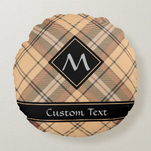 Coussins Ronds Tartan beige et Brown