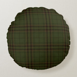 Coussins Ronds Tartan écossais Brown noir vert foncé