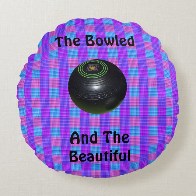 Coussins Ronds Tartan Lawn Bowls Belle Conception, (Devant)