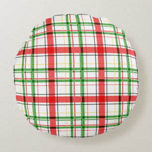 Coussins Ronds Tartan plat de Noël - Blanc