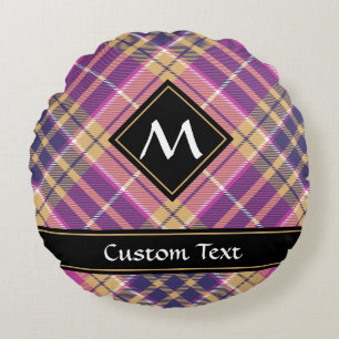 Coussins Ronds Tartan rose, or et bleu