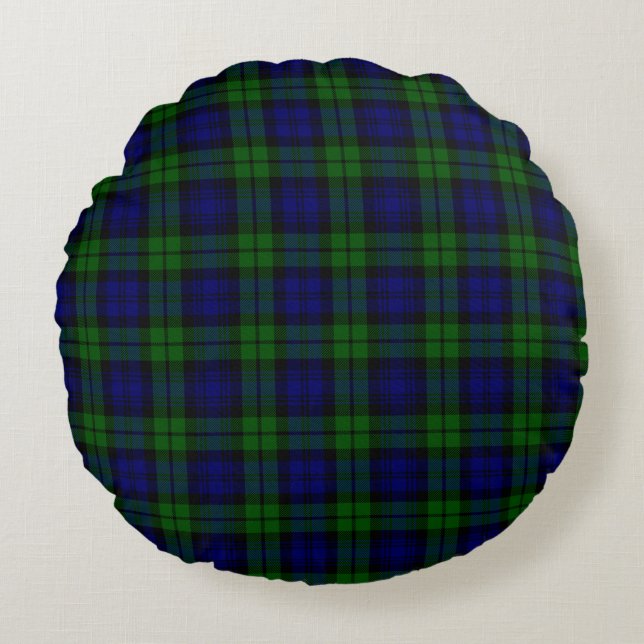 Coussins Ronds Tartan vert et marine (Devant)