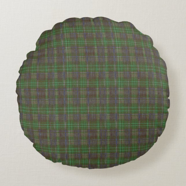 Coussins Ronds Tartan Vert Forêt Cabine (Devant)