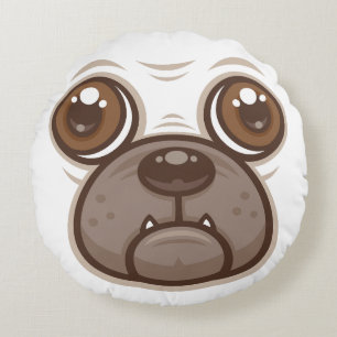 Coussins Ronds Tasse Chien Caricatural Pug