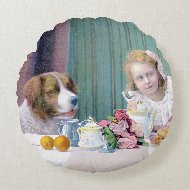 Coussins Ronds Tea Party vintage (Devant)