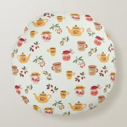 Coussins Ronds Tea Time Motif sans faille