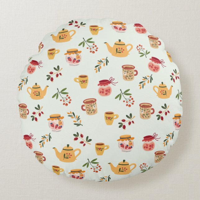 Coussins Ronds Tea Time Motif sans faille (Devant)