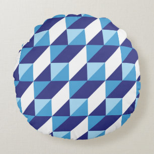 Coussins Ronds Teintes Rétro de Bleu Triangle Géométrique Abstrai