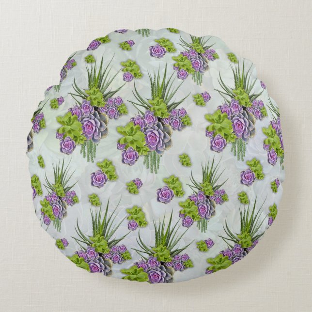 Coussins Ronds Teintes succulentes de vert de mer et tons de lava (Devant)
